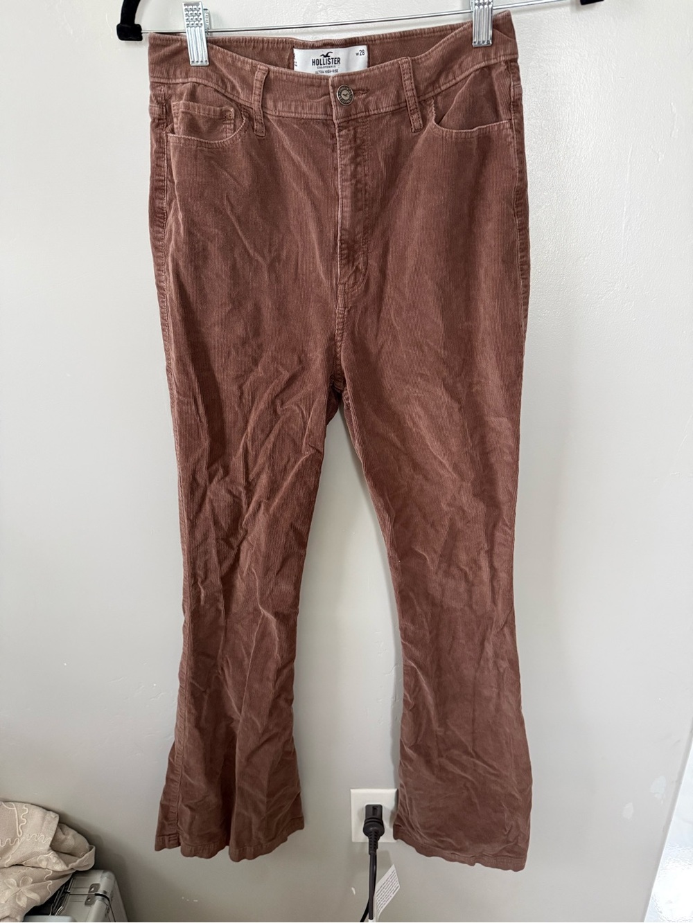 Hollister Corduroy Flare Jeans in Rust Brown